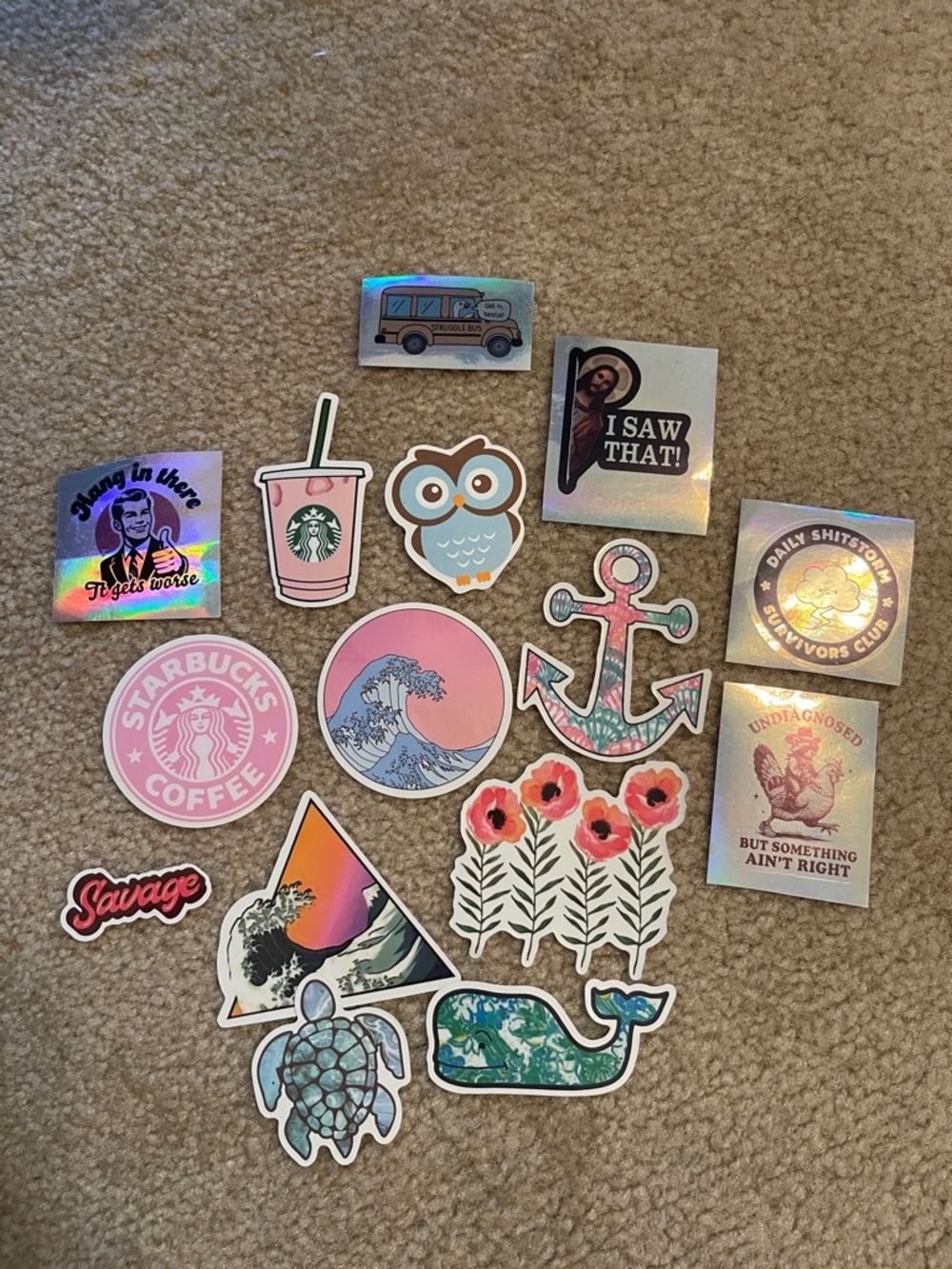 Assorted Sticker Bundle: 15 stickers